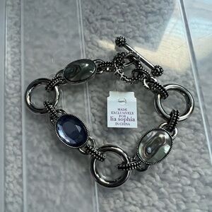 Lia Sophia Silver Bracelet with Blue and Green Accents